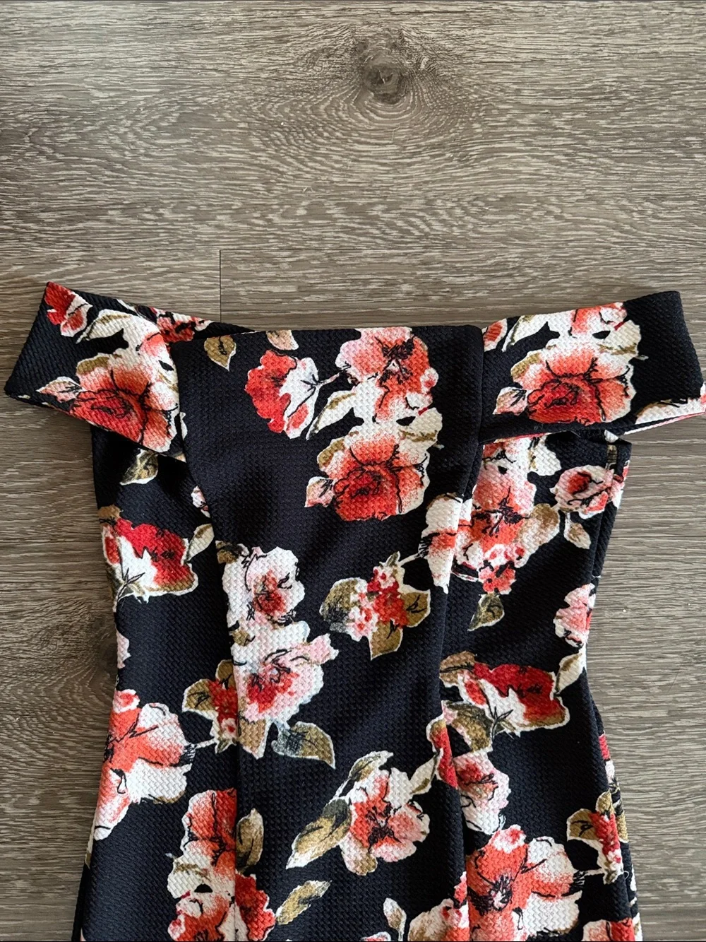 Love Chelsey Off Shoulder Black Floral Bodycon Dress